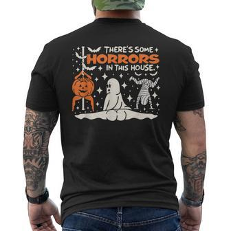 There's Some Horrors In This House Ghost Pumpkin Halloween Men's T-shirt Back Print - Monsterry CA