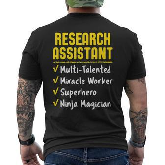Research Assistant Miracle Worker Superhero Ninja Men's T-shirt Back Print | Mazezy