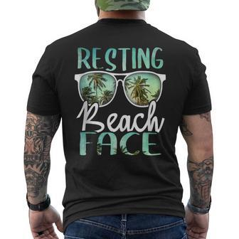 Resting Beach Face Vintage Retro Beach Vacation Men's T-shirt Back Print | Mazezy