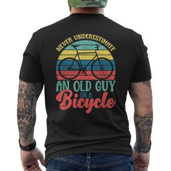 Retirement Gift Never Underestimate An Old Guy On A Bicycle Retirement Funny Gifts Mens Back Print T-shirt