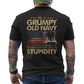 Retirement Grumpy Old Veteran Pride Navy Sarcasm Men's Back Print T-shirt | Mazezy