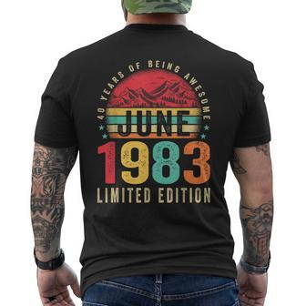 Retro 40Th Birthday Gifts Vintage Awesome Since June 1983 Mens Back Print T-shirt | Mazezy