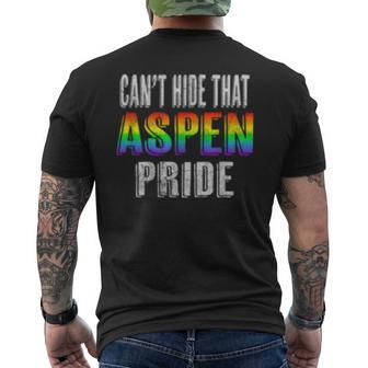 Retro 70S 80S Style Cant Hide That Aspen Gay Pride Mens Back Print T-shirt | Mazezy