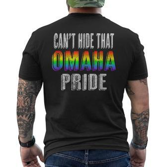 Retro 70S 80S Style Cant Hide That Omaha Gay Pride Mens Back Print T-shirt | Mazezy