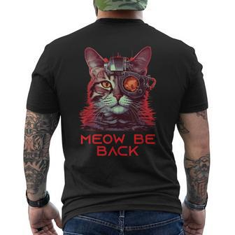Retro 80S 90S Robot Cat Gifts Sci Fi Pun Funny Cat 90S Vintage Designs Funny Gifts Mens Back Print T-shirt | Mazezy