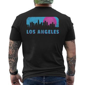 Retro 80S Los Angeles California Downtown Skyline Men's T-shirt Back Print | Mazezy