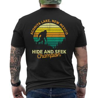 Retro Acomita Lake New Mexico Big Foot Souvenir Men's T-shirt Back Print | Mazezy