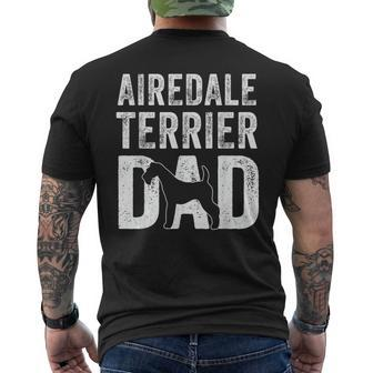 Retro Airedale Terrier Dad Papa Fathers Day Dog Silhouette Mens Back Print T-shirt | Mazezy