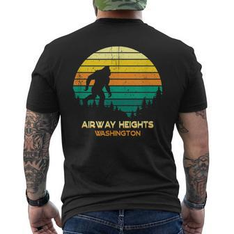 Retro Airway Heights Washington Big Foot Souvenir Men's T-shirt Back Print | Mazezy