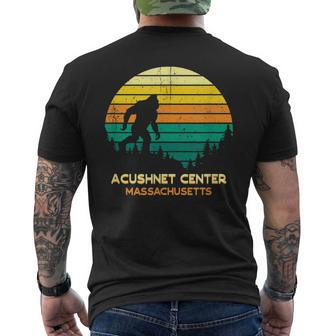 Retro Bayou Acushnet Center Massachusetts Bigfoot Souvenir Men's T-shirt Back Print | Mazezy
