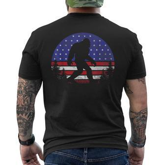 Retro Bigfoot American Flag 4Th Of July Sasquatch Patriotic Mens Back Print T-shirt | Mazezy