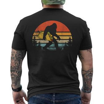 Retro Bigfoot Carrying Taco Funny Cinco De Mayo Sasquatch Cinco De Mayo Funny Gifts Mens Back Print T-shirt | Mazezy