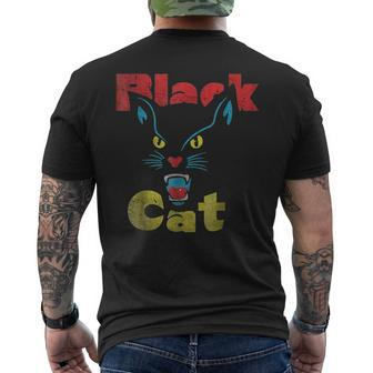 Retro Black Cat Retro Fireworks Vintage Halloween 70S Men's T-shirt Back Print - Thegiftio UK