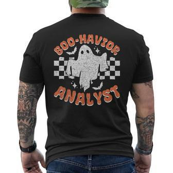 Retro Boo Havior Analyst Therapist Bcba Halloween Ghost Men's T-shirt Back Print - Monsterry CA