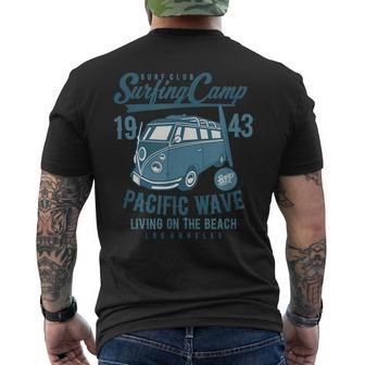 Retro California Surf Vintage Pacific Beach Long Board Wave California Gifts And Merchandise Funny Gifts Mens Back Print T-shirt | Mazezy