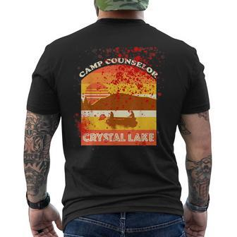 Retro Camp Counselor Crystal Lake With Blood Stains Counselor Men's T-shirt Back Print | Mazezy
