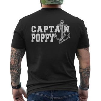 Retro Captain Poppy Pontoon Lake Sailor Fishing Boating Mens Back Print T-shirt | Mazezy