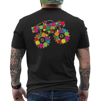 Retro Colorful Polka Dots Monster Truck Happy Dot Day Boys Men's T-shirt Back Print - Seseable