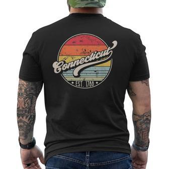 Retro Connecticut Home State Ct Cool 70S Style Sunset Men's T-shirt Back Print - Thegiftio UK