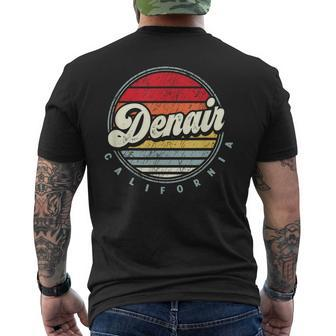 Retro Denair Home State Cool 70S Style Sunset Men's T-shirt Back Print | Mazezy