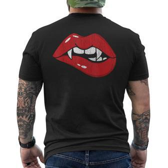 Retro Dracula Vampire Red Lips Th Bite Halloween Costume Men's T-shirt Back Print - Monsterry UK