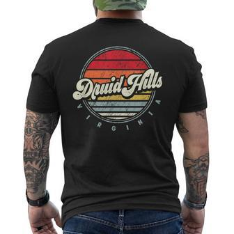 Retro Druid Hills Home State Cool 70S Style Sunset Men's T-shirt Back Print | Mazezy