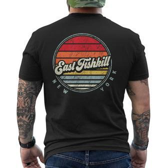 Retro East Fishkill Home State Cool 70S Style Sunset Men's T-shirt Back Print | Mazezy