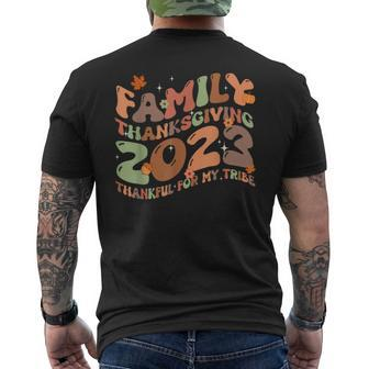 Retro Family Thanksgiving 2023 Thankful My Tribe Matching Men's T-shirt Back Print - Seseable