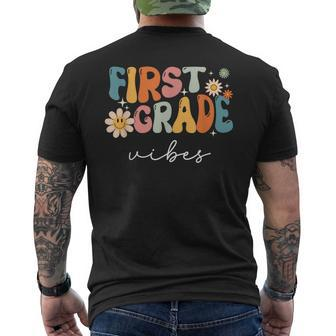 Retro First Grade Vibes 1St Grade Team First Day Of School Mens Back Print T-shirt - Seseable