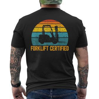 Retro Forklift Certified Forklift Operator Lift Truck Mens Back Print T-shirt - Seseable
