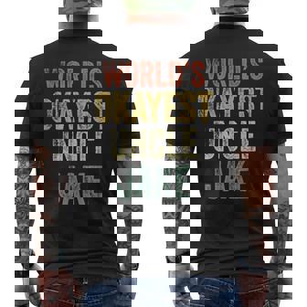 Retro Funny Uncle Worlds Okayest Uncle Jake Fun Uncle Day Mens Back Print T-shirt | Mazezy