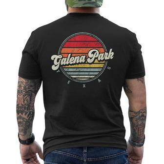 Retro Galena Park Home State Cool 70S Style Sunset Men's T-shirt Back Print | Mazezy
