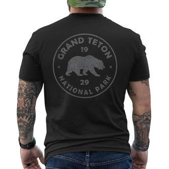 Retro Grand Teton National Park Wyoming Est 1929 Hiking Mens Back Print T-shirt - Seseable