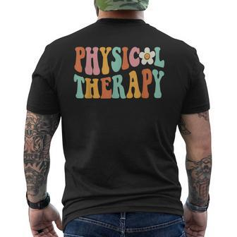 Retro Groovy Physical Therapy Physical Therapist Pt Month Mens Back Print T-shirt - Seseable