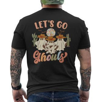 Retro Halloween Let's Go Ghouls Western Ghosts Disco Ball Men's T-shirt Back Print