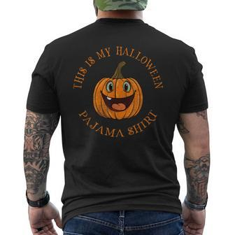 Retro Halloween Pajama Happy Jack O Lantern Pumpkin Men's T-shirt Back Print | Mazezy