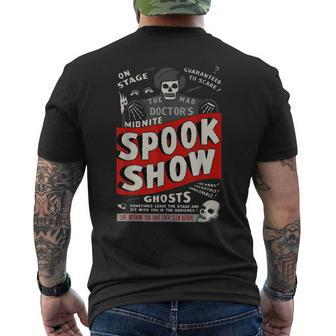 Retro Halloween Skeleton Horror Movie Midnight Spook Show Halloween Funny Gifts Mens Back Print T-shirt | Mazezy