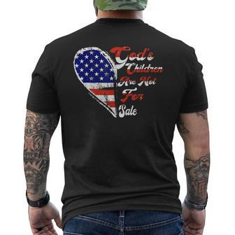 Retro Heart Gods Children Are Not For Sale American Flag Retro Gifts Mens Back Print T-shirt | Mazezy DE