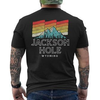 Retro Jackson Hole Wyoming Mountains Men's T-shirt Back Print | Mazezy