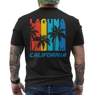 Retro Laguna Beach California Palm Trees Vacation Men's T-shirt Back Print | Mazezy