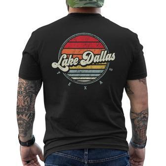 Retro Lake Dallas Home State Cool 70S Style Sunset Men's T-shirt Back Print | Mazezy