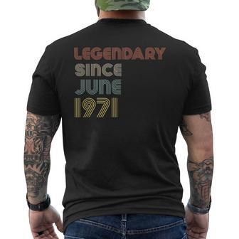 Retro Legendary Since June 1971 Birthday Legend Born Years Men's Back Print T-shirt | Mazezy