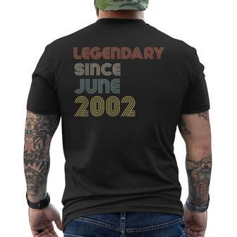 Retro Legendary Since June 2002 Birthday Legend Born Years Men's Back Print T-shirt | Mazezy
