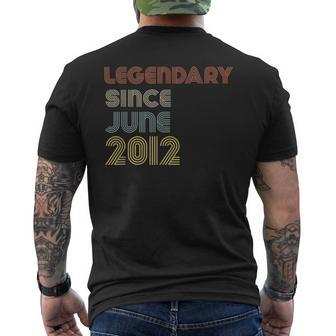 Retro Legendary Since June 2012 Birthday Legend Born Years Men's Back Print T-shirt | Mazezy