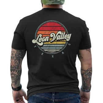 Retro Leon Valley Home State Cool 70S Style Sunset Men's T-shirt Back Print | Mazezy