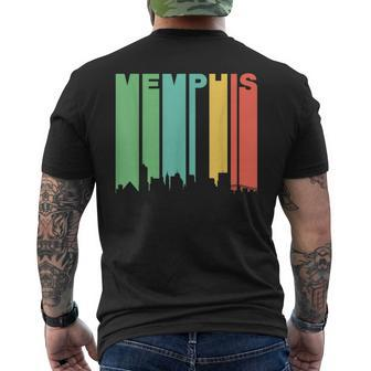Retro Memphis Tennessee Cityscape Downtown Skyline Men's T-shirt Back Print | Mazezy