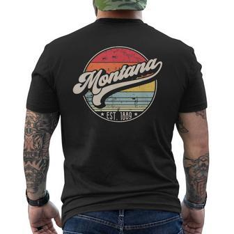 Retro Montana Home State Mt Cool 70S Style Sunset Men's T-shirt Back Print - Thegiftio UK