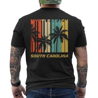 Retro Myrtle Beach South Carolina Palm Trees Vacation Mens Back Print T-shirt | Mazezy