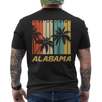 Retro Orange Beach Alabama Palm Trees Vacation Men's T-shirt Back Print | Mazezy