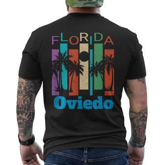 Retro Oviedo Florida Palm Tree Souvenir Men's T-shirt Back Print | Mazezy